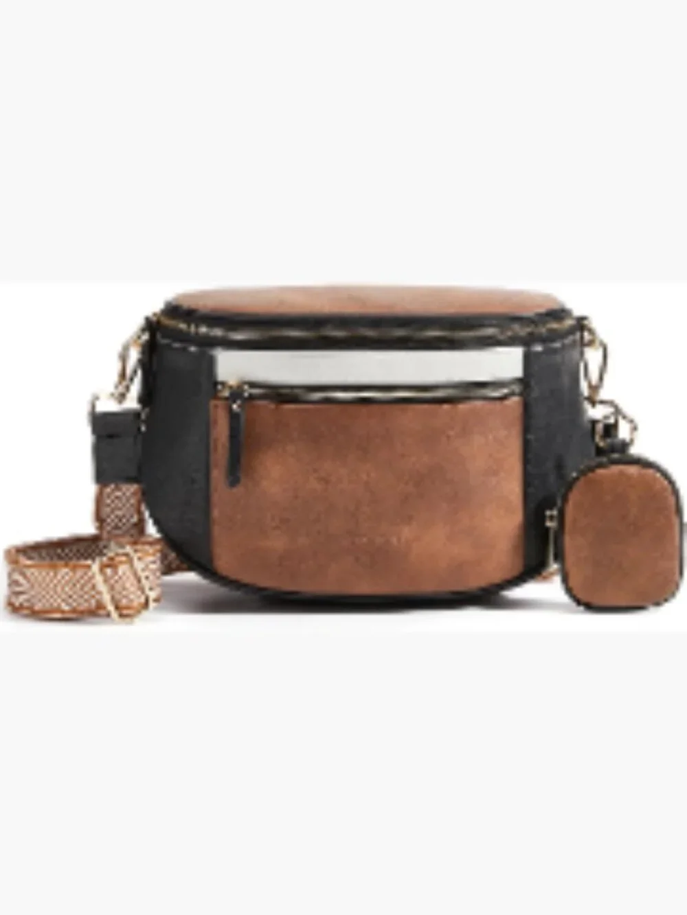 Vegan Leather Crossbody Bag with Wide Strap, Water-Resistant 6L Capacity
